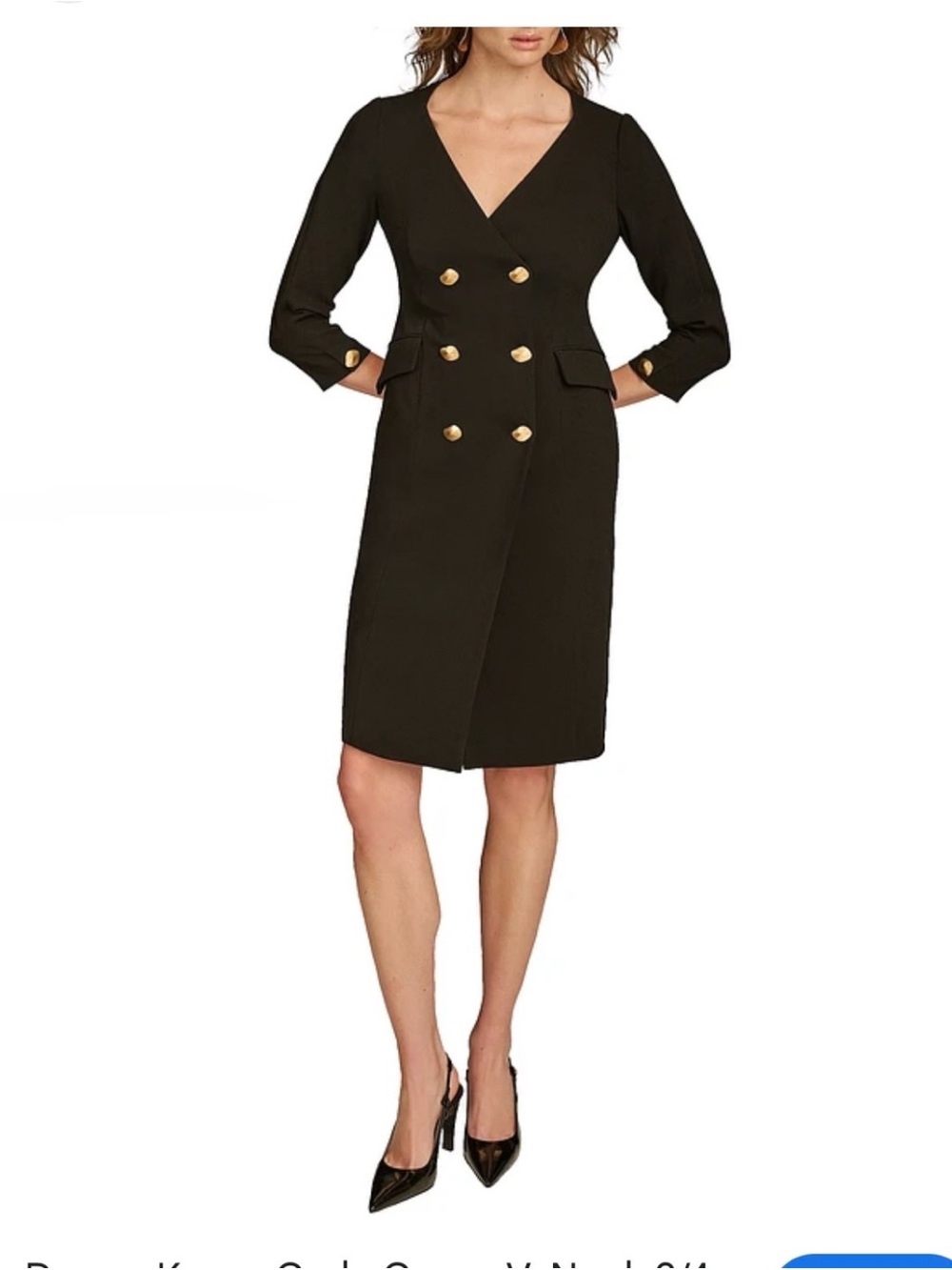 NWT Donna Karan Cady Crepe V-Neck 3/4 Sleeve Jacket Dress Sz 6